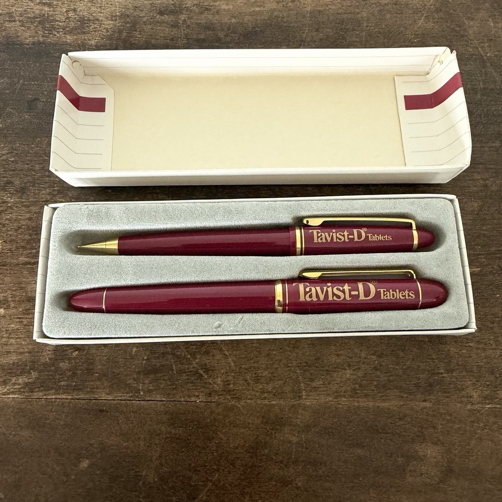 Vintage Tavist D Drug Rep Promo Pen Pencil Set Medical Advertising Memorabilia